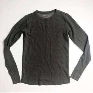Pure Stuff Boys Sz 8 Top Thermal Waffle Knit olive